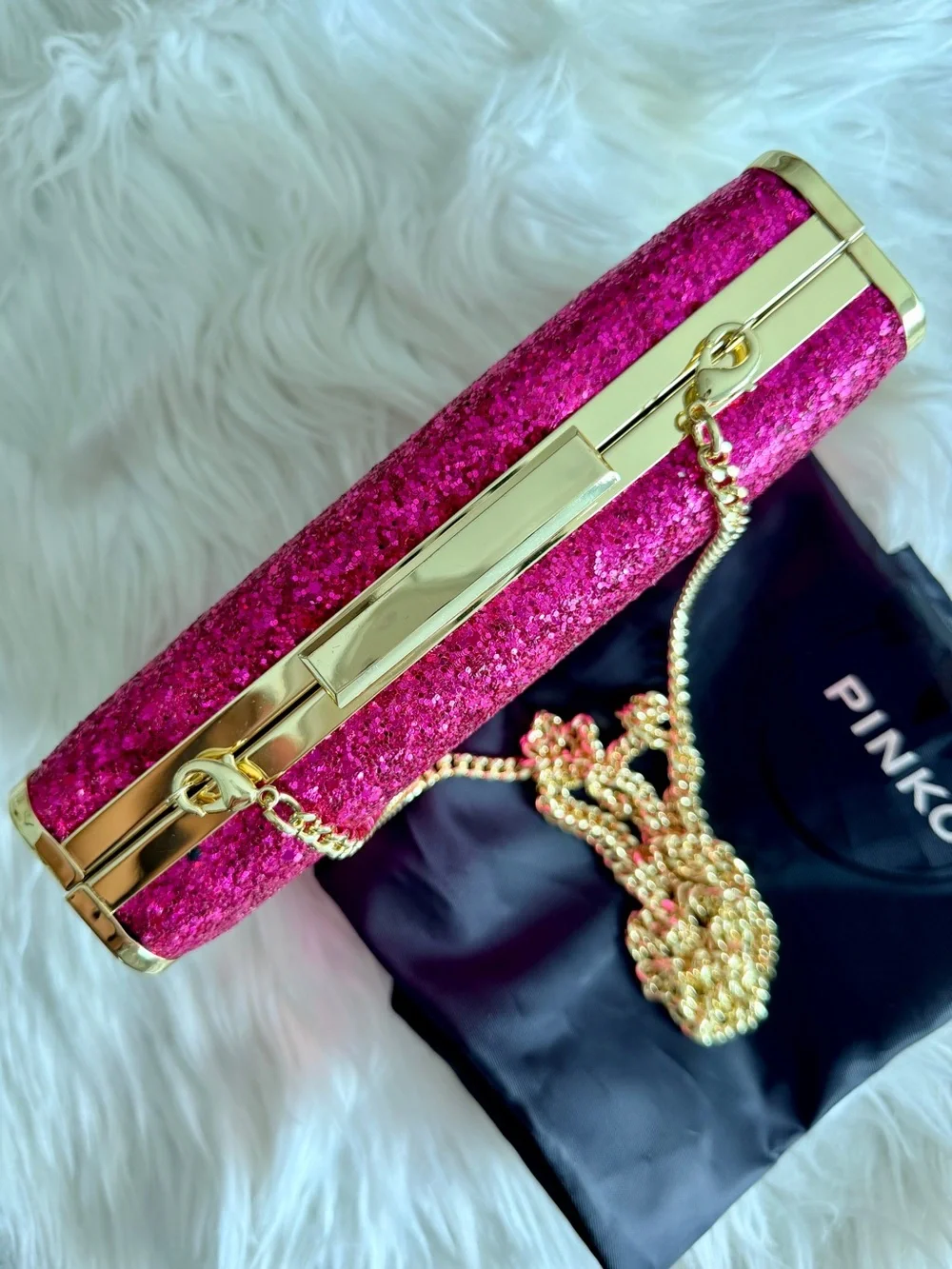 PINKO Clutch and Crossbody with Gold Hardware